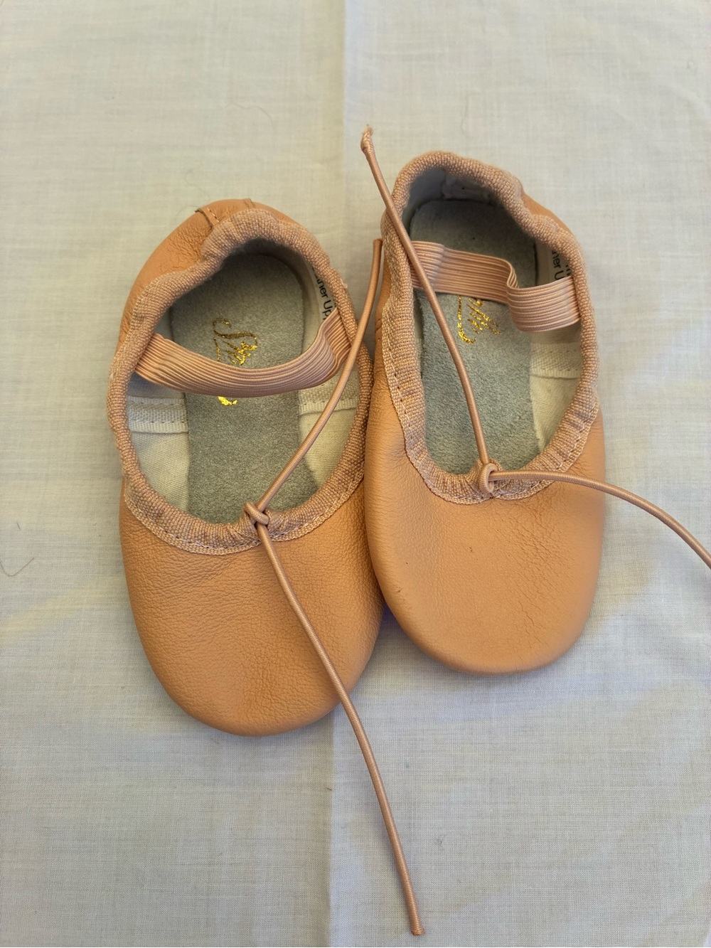 Baby Ballet Flats in Peach with Elastic Tie